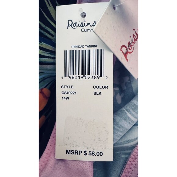 2/$30 NWT Raisins Curve Size 14 Floral Tankini Top Plus Black Pink Blue - Picture 13 of 16